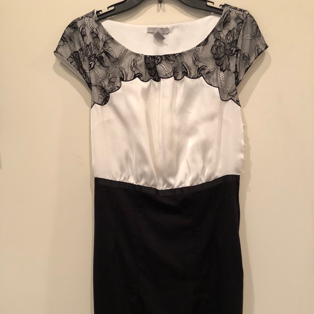 Black and white lace cocktail dress